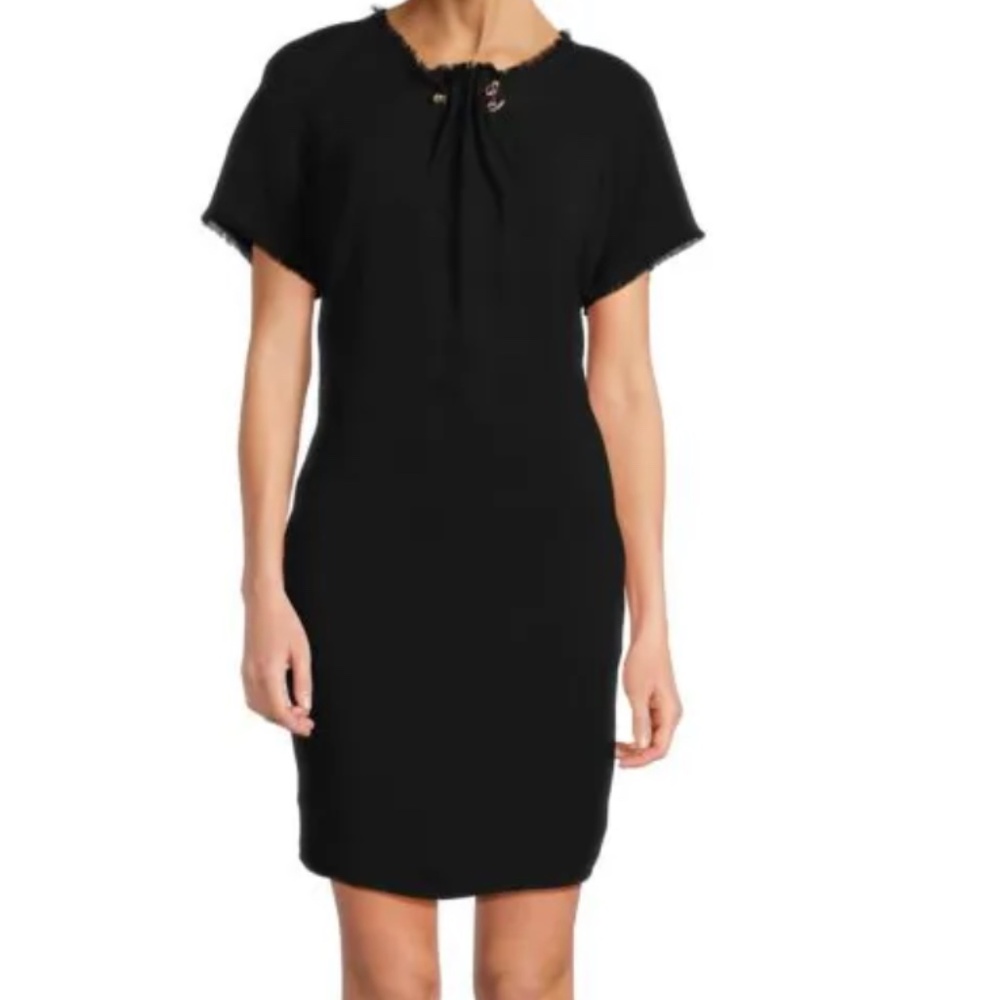 LANVIN Embellished Trim Mini Dress In Noir